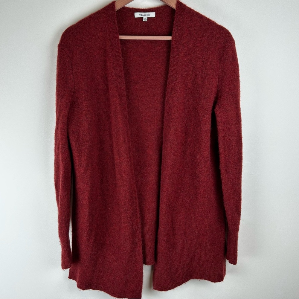 Madewell Alpaca Merino Wool Blend Open Front Cardigan Sweater XS Red Soft & Cozy